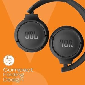 "JBL T520BT Wireless On-Ear Headphones – Deep Bass, 40H Playtime, Lightweight Design (Black)"