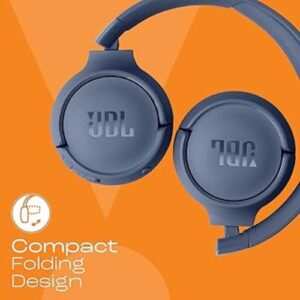 "JBL T520BT Wireless On-Ear Headphones – Pure Bass, 40H Battery, Lightweight Foldable Design (Purple)"