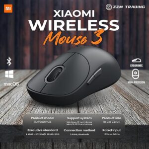 Xiaomi Wireless Mouse 3 Black GL – High-Precision | Ergonomic | Wireless for Smooth Control