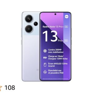 Redmi Note 13 Pro+ 5G (8GB RAM + 256GB Storage) Purple – 200MP Camera | 120Hz AMOLED | 120W Fast Charging | IP68 | 5G (EU Version)