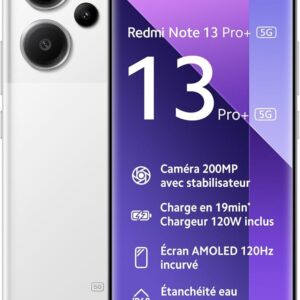 Redmi Note 13 Pro+ 5G (8GB RAM + 256GB Storage) White – 200MP Camera | 120Hz AMOLED | 120W Fast Charging | 5G Speed (EU Version)