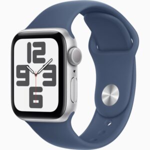 Apple Watch SE GPS 40mm – Silver Aluminum Case with Denim Sport Band (S/M)